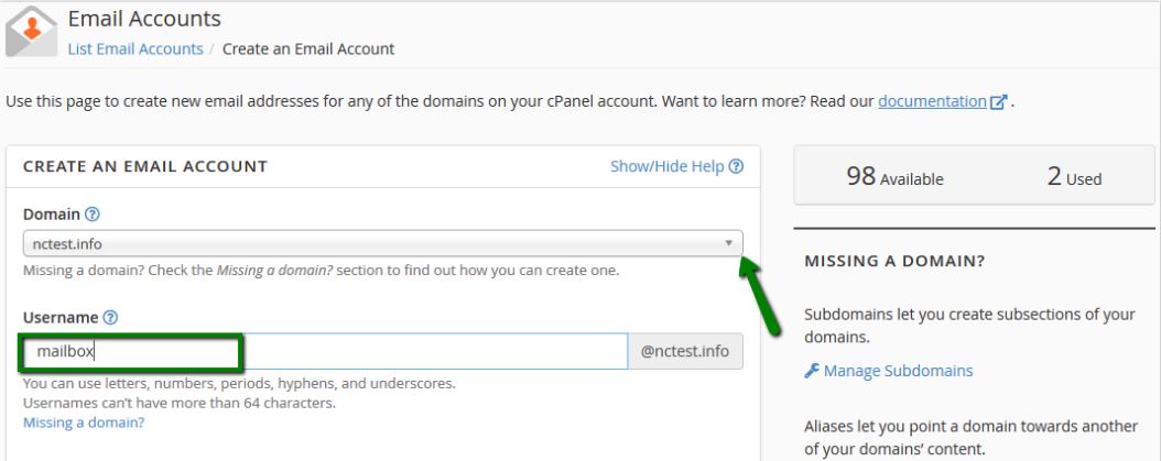 How To Create an Email Account in cPanel? HostNOC Guide 7 Enter the username in the new email