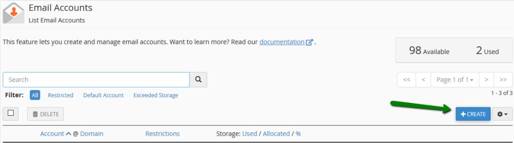 How To Create an Email Account in cPanel? HostNOC Guide 6 press the create button cpanel