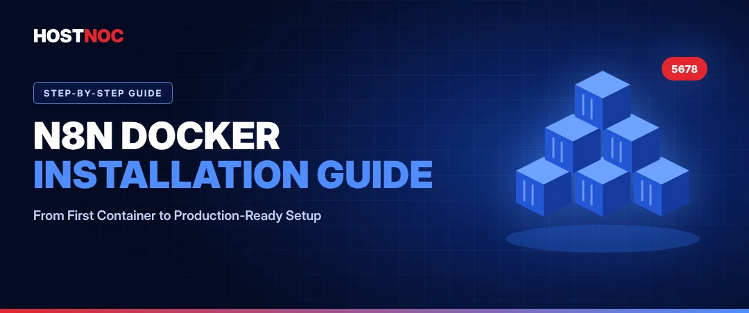 n8n Docker installation guide banner – step-by-step setup from first container to production