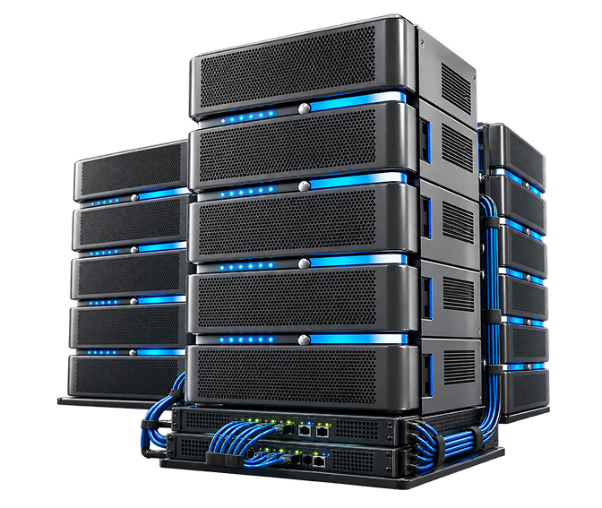 Windows VPS server racks inside a glowing cloud